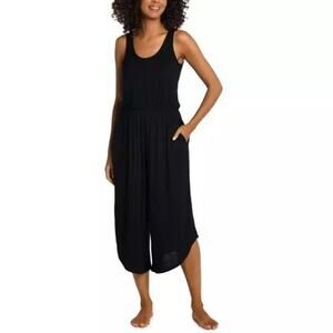 La Blanca Black Cropped Wide Leg Jumpsuit Size XL Draped Swim Cover Up